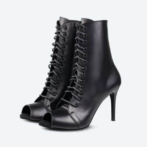 Catwalk Heels – чорні хілси з натуральної шкіри (9 см)