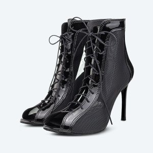 Glam Heels Vegan – черные хилсы из экокожи с сетчатой вставкой (9 см)