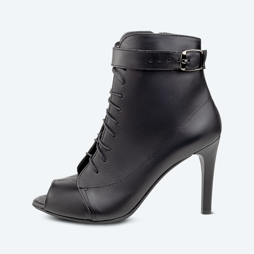 Queen Heels – черные хилсы из натуральной кожи с двойной фиксацией (9 см) - 4