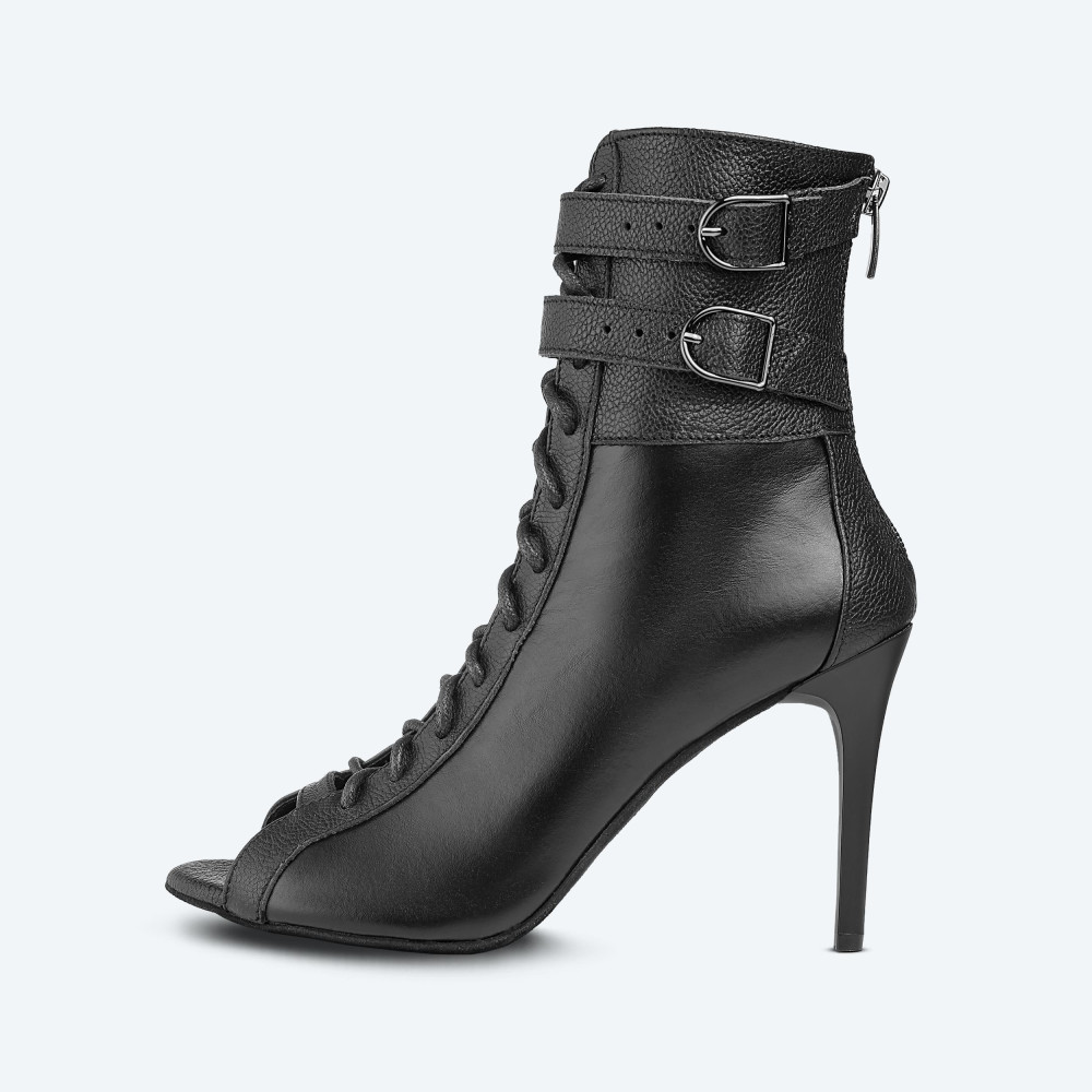 Black Cross Heels – хилсы из натуральной кожи с двойной фиксацией (9 см) - 4