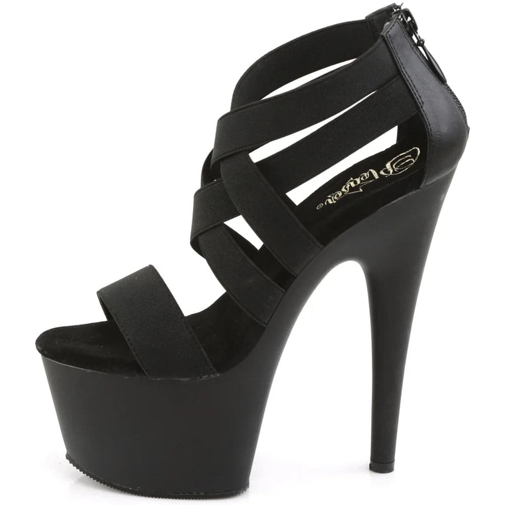 Pleaser Adore-769 – Черные босоножки с ремешками (каблук 17,8 см) - 4