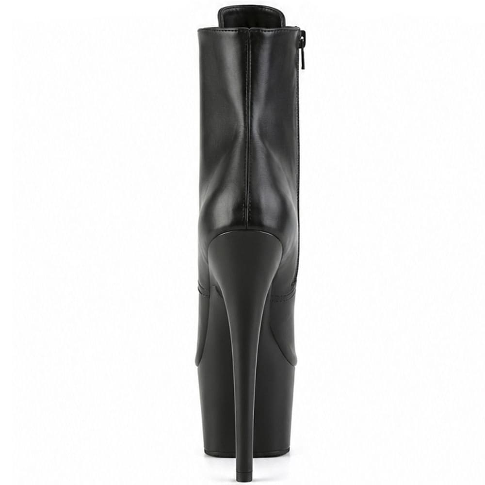 Pleaser Flamingo-1020 – Чорні ботильйони з натуральної шкіри (каблук 20 см) - 3