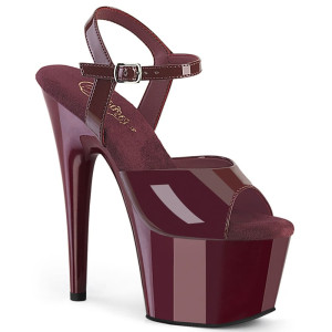 Pleaser Adore-709 – Бордовые лакированные босоножки (каблук 17.8 см)