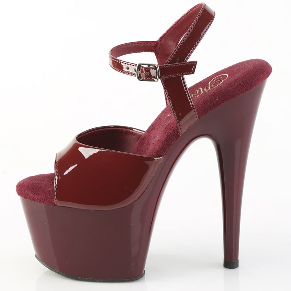 Pleaser Adore-709 – Бордові лаковані босоніжки (каблук 17,8 см) - 4