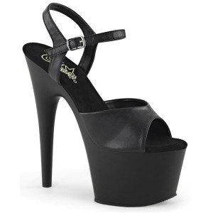 Pleaser Adore-709 – Черные матовые босоножки (каблук 17.8 см)