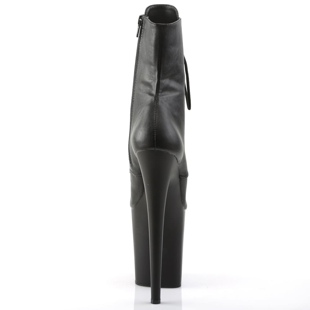Pleaser Flamingo-1020 – Черные матовые ботильоны (каблук 20 см) - 3