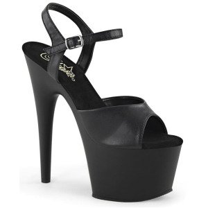 Pleaser Adore-709 – Чорні матові босоніжки (каблук 17.8 см)