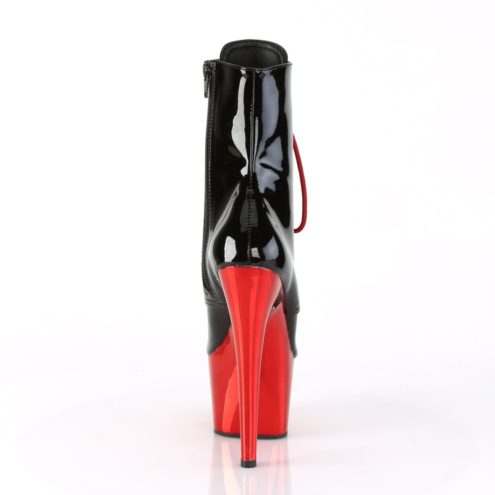 Pleaser Adore-1020 - Черные/красные лакированные ботильоны (каблук 17.8 см) - 3
