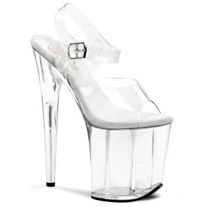 Pleaser Flamingo-808 – Прозорі/прозорі босоніжки (каблук 20 см)